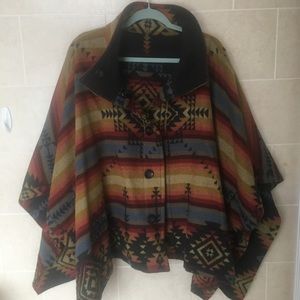 Reversible Wool Poncho